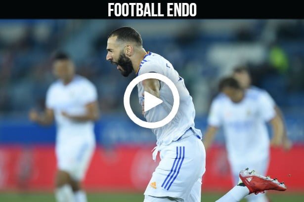 (Video) Watch Karim Benzema Amazing Goal against Alaves | Hazard Assist