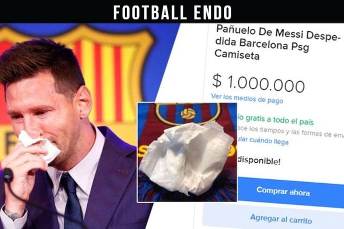 Messi's handkerchief, which he cried into during Barcelona's farewell match, is up for sale for $1 million