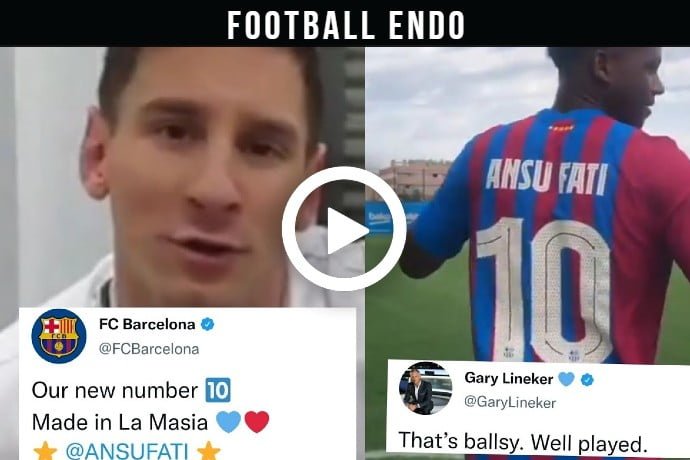 Video: World Reacts To Ansu Fati Being Given Lionel Messi’s Iconic Number 10 Shirt! [No Pressure!?]