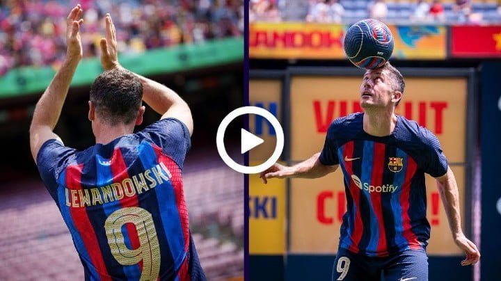 Video: Robert Lewandowski's First Touches Wearing The Number 9 Jersey At Spotify Camp Nou