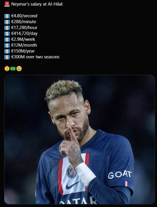 Neymar salary at Al Hilal
