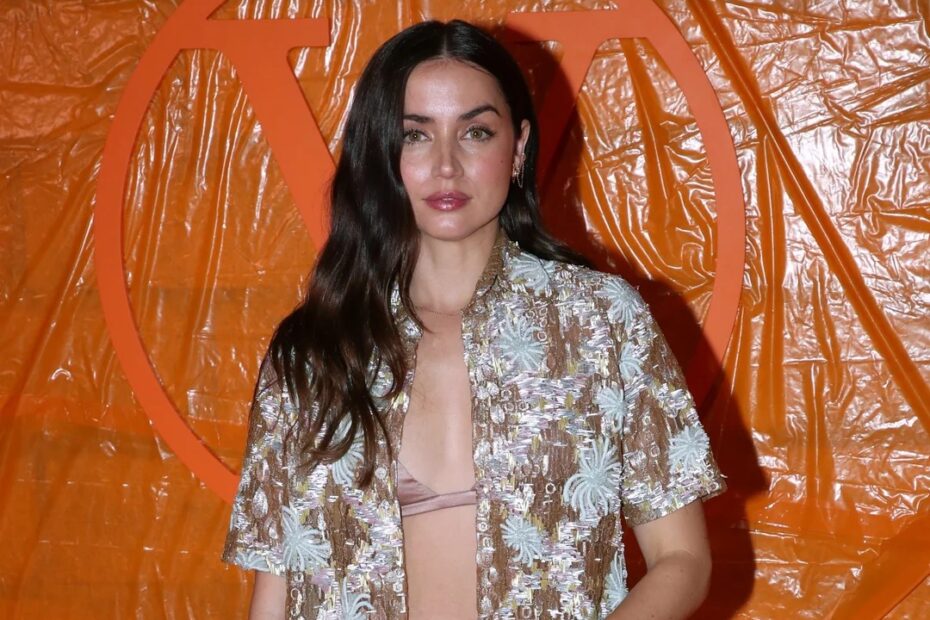 Ana de Armas Shines in Gold at Louis Vuitton’s Paris Fashion Week Showcase