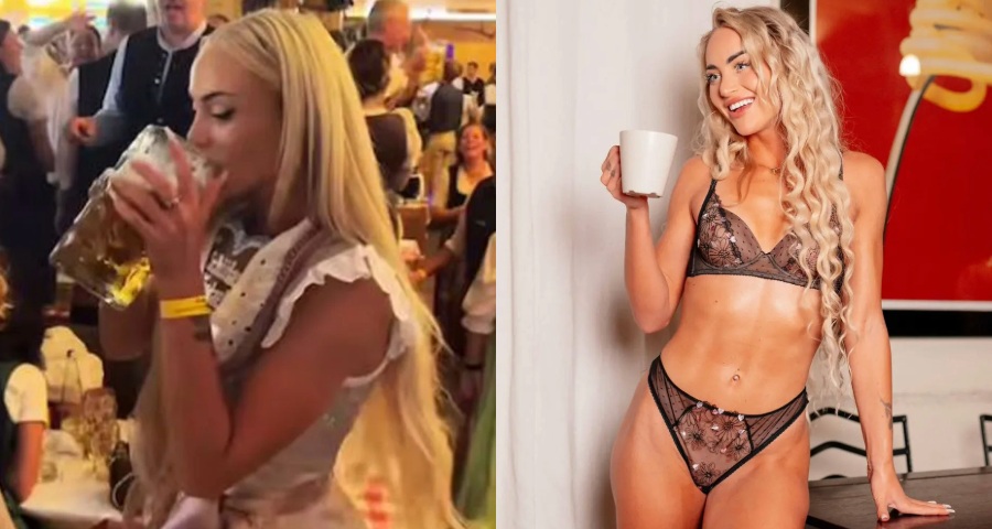 Alisha Lehmann Celebrates Oktoberfest in Traditional Style With Oversized Beer Stein