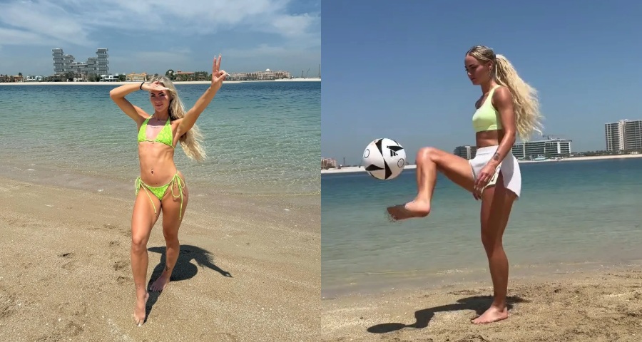 Alisha Lehmann Impresses Fans With Beach Workout Skills in Dubai