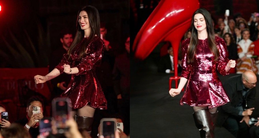 Anne Hathaway Dazzles in Sparkling Stella McCartney Look at Mexico City Premiere