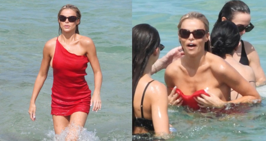 Brooks Nader Suffers Wardrobe Mishap During Miami Beach Day Amid Baywatch Reboot Buzz